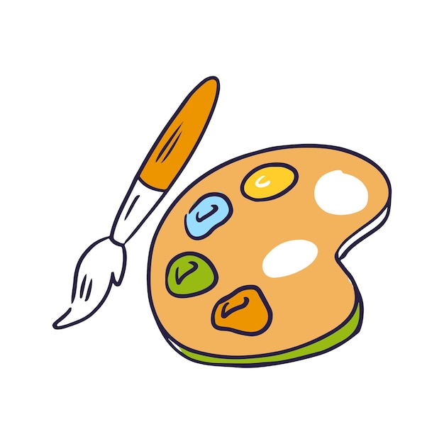 Placa de pintura de color vectorial con un pincel aislado