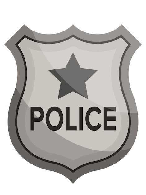 Vector placa de policía, ilustración vectorial de acero plateado