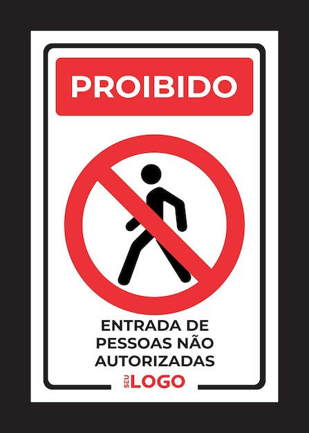 Vector placa proibida a entrada de personas nao autorizadas