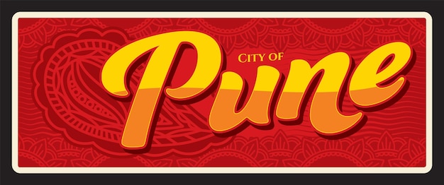 Vector placa de viaje retro de la ciudad india de pune