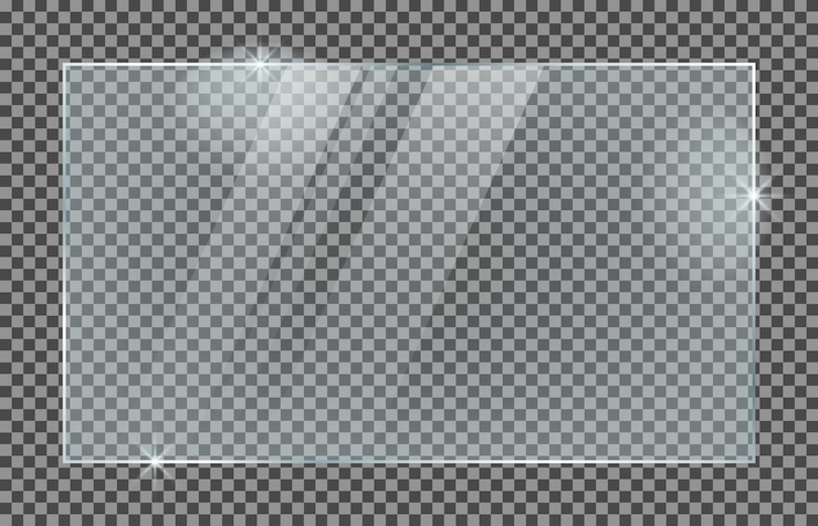 Vector placa de vidrio aislada sobre un fondo transparente