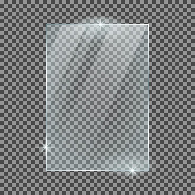 Vector placa de vidrio aislada sobre un fondo transparente
