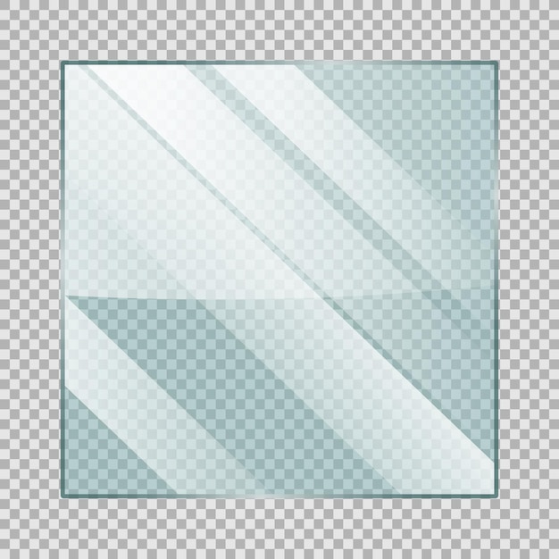 Vector placa de vidrio de forma cuadrada sobre un fondo transparente