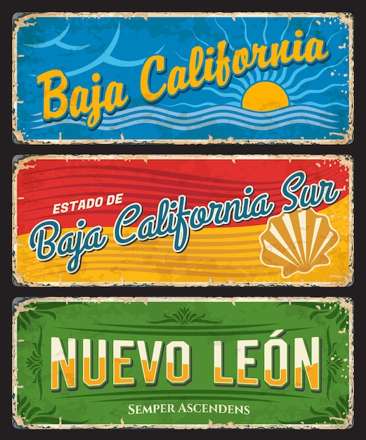 Placas estatales de Nuevo León y Baja California Sur