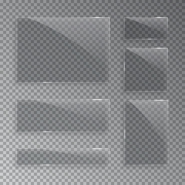 Vector placas de vidrio aisladas sobre fondo transparente