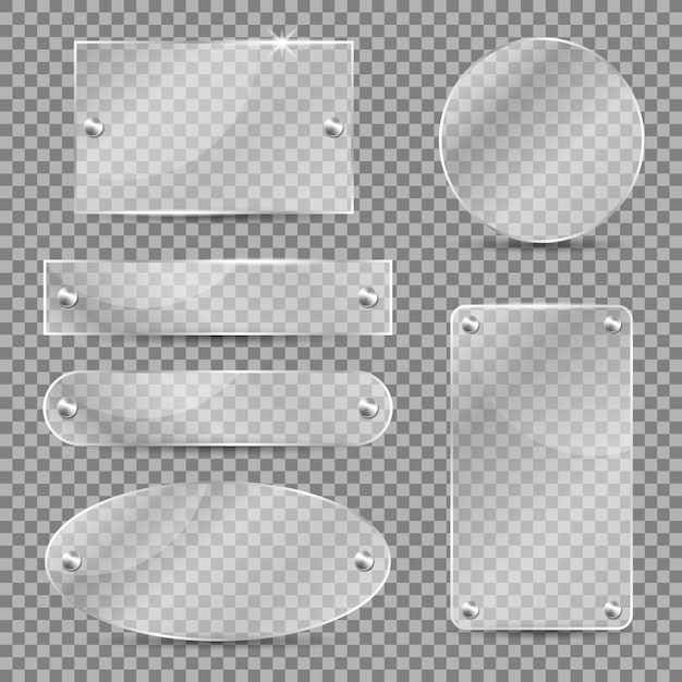 Vector placas de vidrio transparente realistas