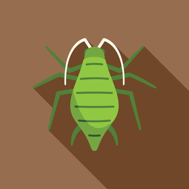 Plaga de insectos pulgón verde que se arrastra en el estilo de icono de diseño plano