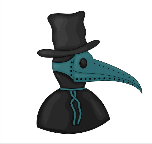 Plague doctor vista lateral ilustración vectorial diseño plano color verde oscuro