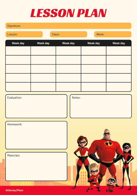 Plan de clase de Los Increíbles