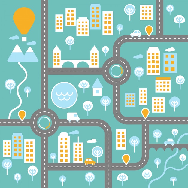 Plan de concepto de ciudad en vivo con plantilla de infografía de diagrama de paisaje