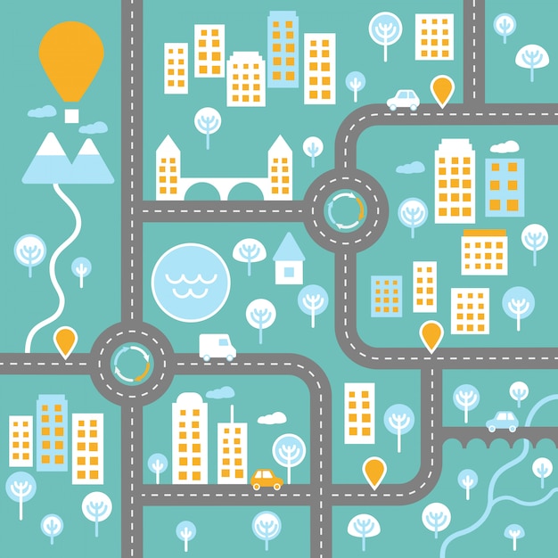 Vector plan de concepto de ciudad en vivo con plantilla de infografía de diagrama de paisaje