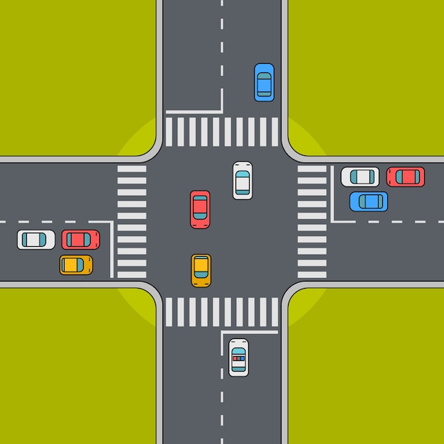 Vector plan de intersección de caminos