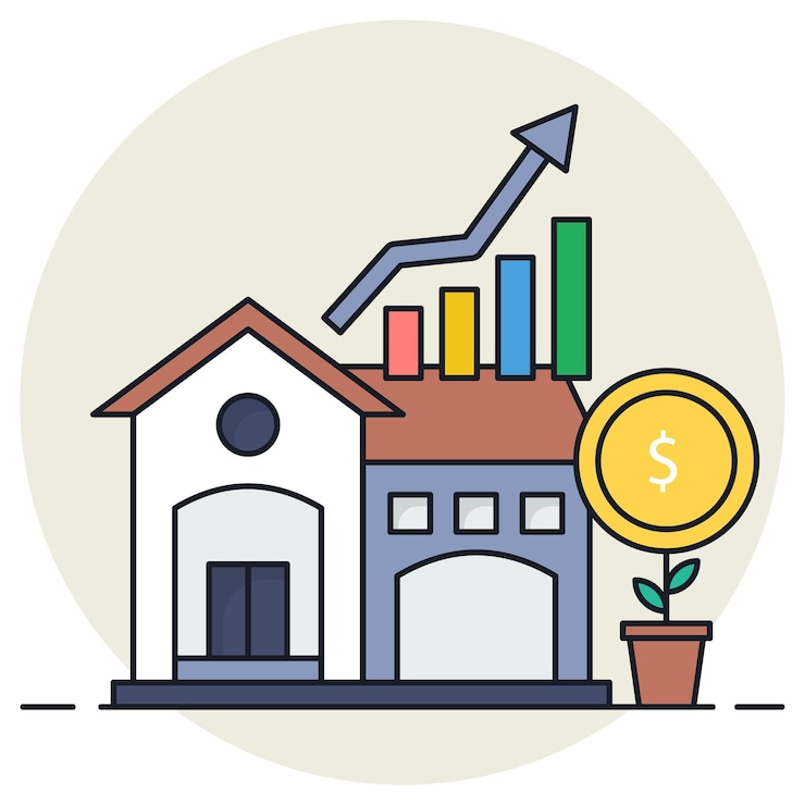 Vector plan de inversión o refinanciamiento vector casa urbana y suburbana bienes raíces y propiedad apartamento