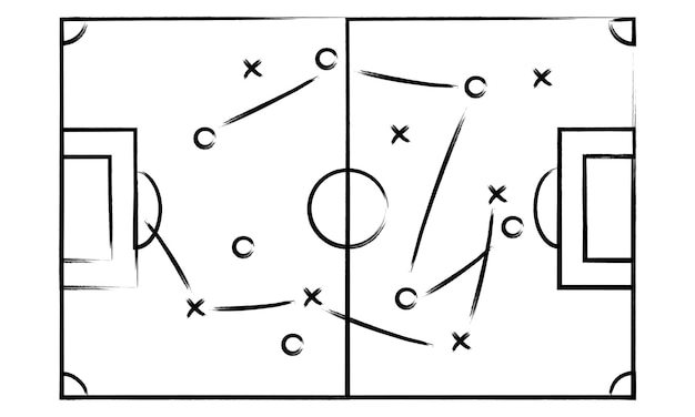 Plan de juego de estrategia esquema para el entrenamiento de un equipo de fútbol concepto deportivo ilustración vectorial