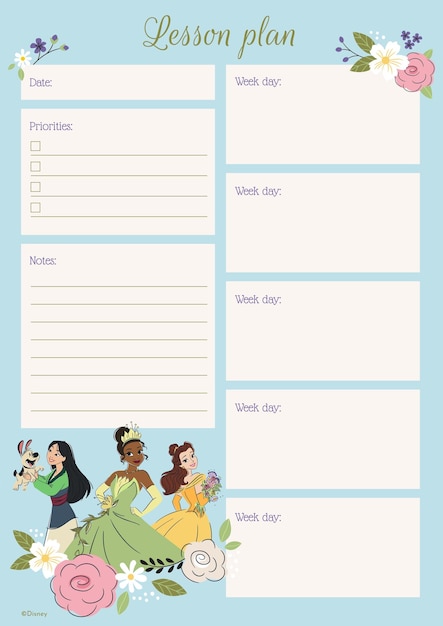 Plan de lecciones para las princesas de Disney