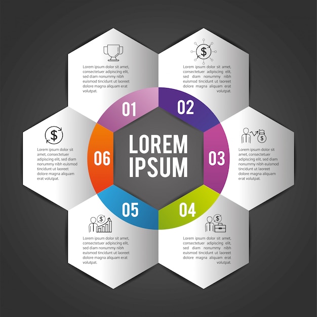 Plan de negocio de infografía con lorem ipsum.