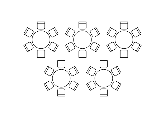 Vector plan para organizar asientos y mesas en el interior en el diseño de banquetes de eventos, elementos de esquema gráfico