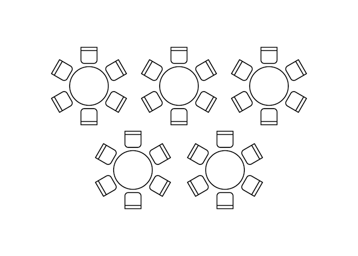 Vector plan para organizar asientos y mesas en el interior en el diseño de banquetes de eventos, elementos de esquema gráfico