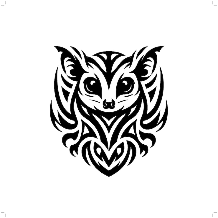 Vector el planeador de azúcar en el tatuaje tribal moderno arte de líneas abstractas de animales contorno minimalista vector