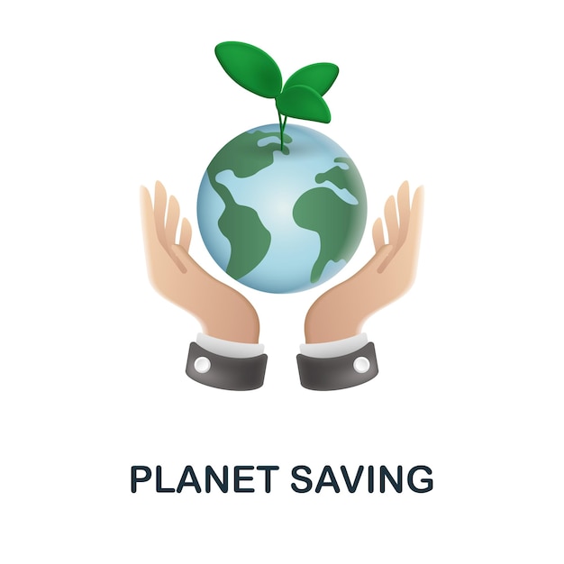 Planet saving icon 3d ilustración de la colección de ecología y energía creative planet saving 3d icon para plantillas de diseño web infografías y más