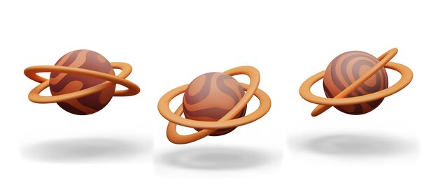 Planeta abstracto con dos cinturones de asteroides Conjunto de objetos espaciales de fantasía
