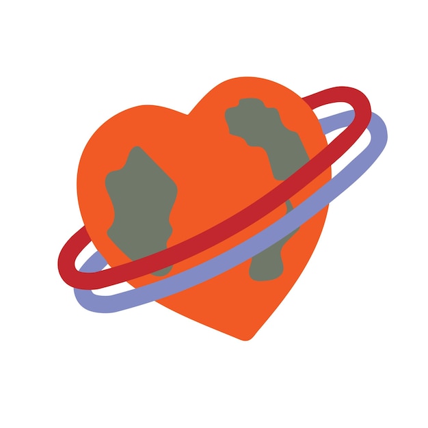Planeta alienígena rojo en forma de corazón