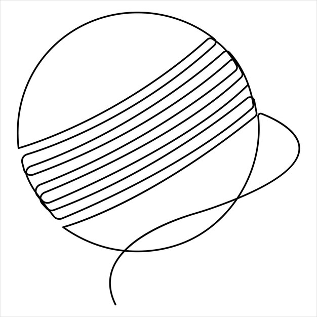 Planeta con anillos orbitales - Arte de líneas en blanco y negro