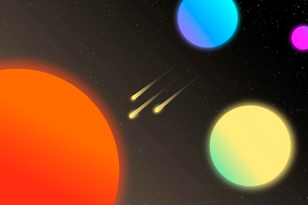 Planeta de brillo de neón de fondo de galaxia colorida con diseño degradado