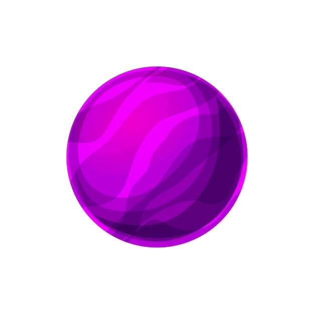 Planeta de caramelo púrpura aislado dulce mundo alienígena icono de dibujos animados Vector delicioso ambiente habitable planeta sabroso esfera ui elemento de diseño de juego espacio exterior globo os esfera de color violeta