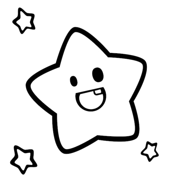 Planeta de dibujos animados en blanco y negro y línea espacial Arte para colorear libro