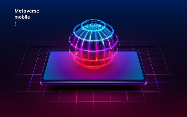 Planeta digital móvil metaverso en smartphone