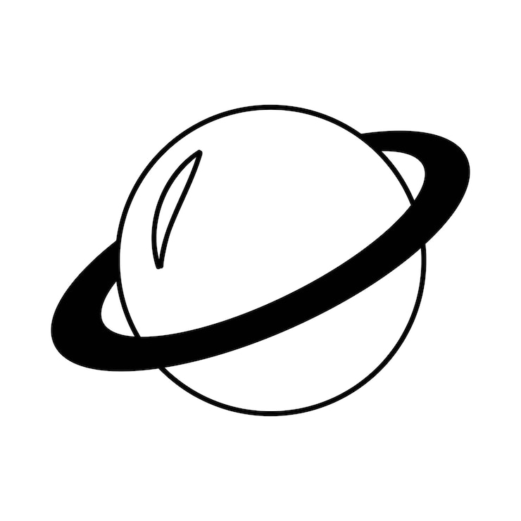 Vector un planeta con iconos de espacio de anillo ilustración vectorial en estilo de esquema para pegatinas de página de inicio web