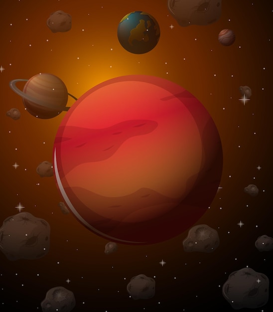 Planeta Marte en el fondo del espacio