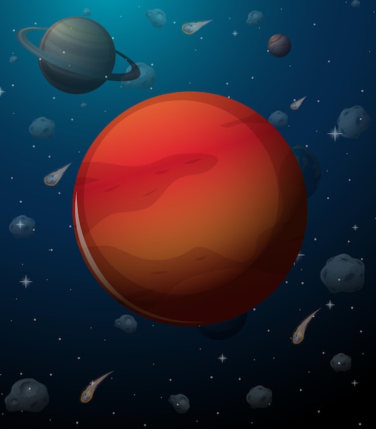 Planeta Marte en el fondo del espacio