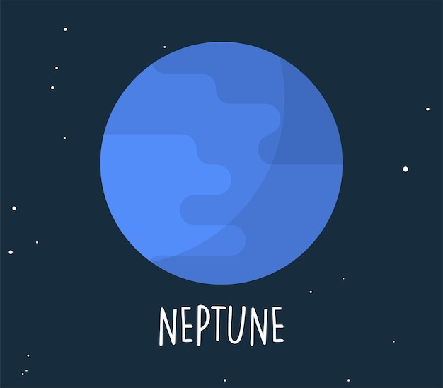 Planeta Neptuno y esfera simple en la ilustración de vector plano de fondo espacial