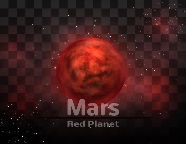 Planeta rojo contra el fondo del cielo estrellado y mosaico cuadrado