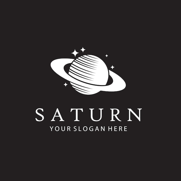 planeta Saturno con estrellas aisladas en fondo negro
