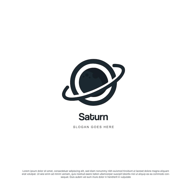 Planeta saturno mínimo simple con diseño de logotipo de anillo