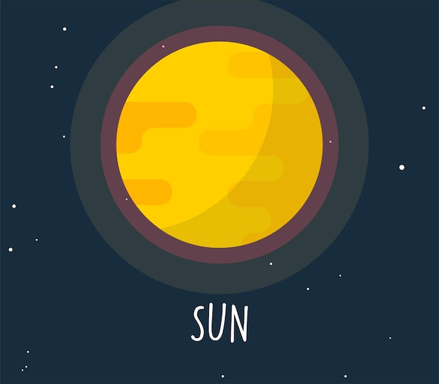 Planeta solar y esfera simple en la ilustración de vector plano de fondo espacial