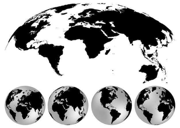 Planeta Tierra El mapa mundial de la tierra sobre fondo blanco Ilustración vectorial