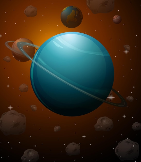 Planeta Urano en el fondo del espacio