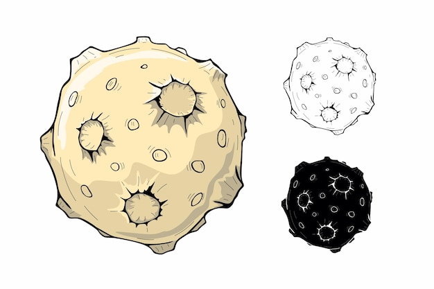 Vector planeta vectorial de dibujos animados con ilustración vectorial de cráteres