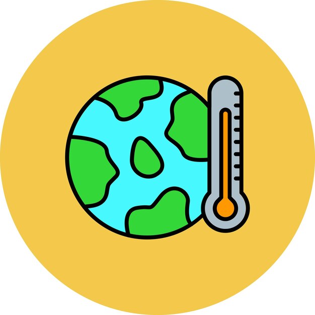 Vector un planeta verde y azul con un termómetro en él