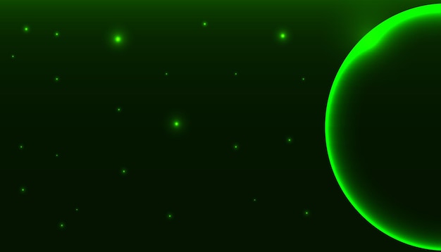 Planeta verde en el espacio con estrellas.