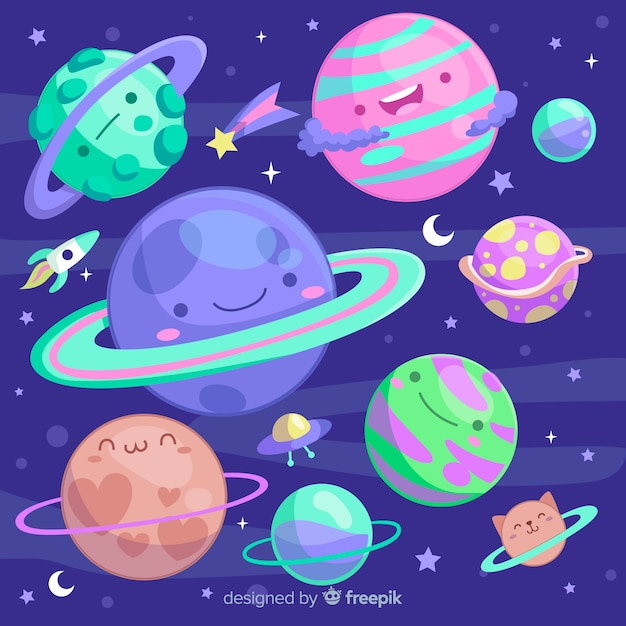 Planetas coloridos de la colección del sistema solar.