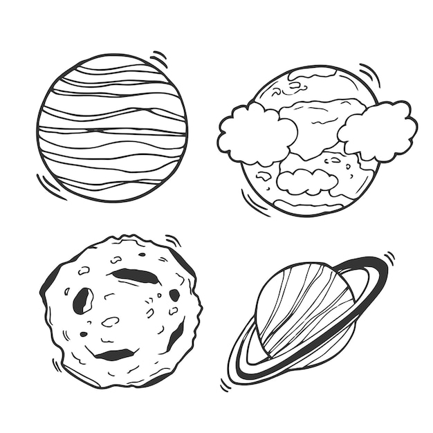 Vector planetas dibujados a mano