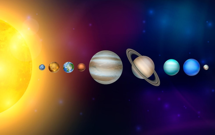 Vector planetas del sistema solar vector 3d planeta espacial realista en el espacio cielo estrellado galaxia astronomía concepto de exploración espacial