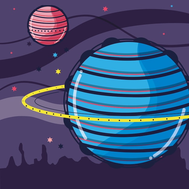 Planetas de urano y venus en el espacio de la galaxia