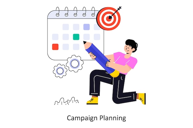 Planificación de campaña Diseño de estilo plano Ilustración vectorial Ilustración de stock