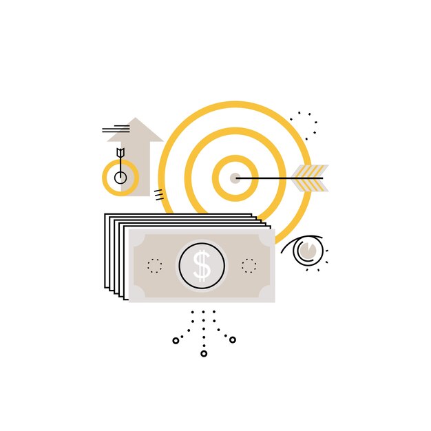 Planificación financiera, planificación presupuestaria, banca, inversiones financieras, negocios y finanzas ilustración vectorial plana ilustración para móviles y gráficos web